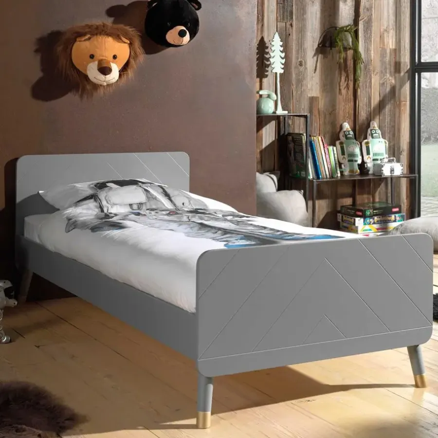 Kinderbedden-Vipack Bed Billy 90x200 - grijs
