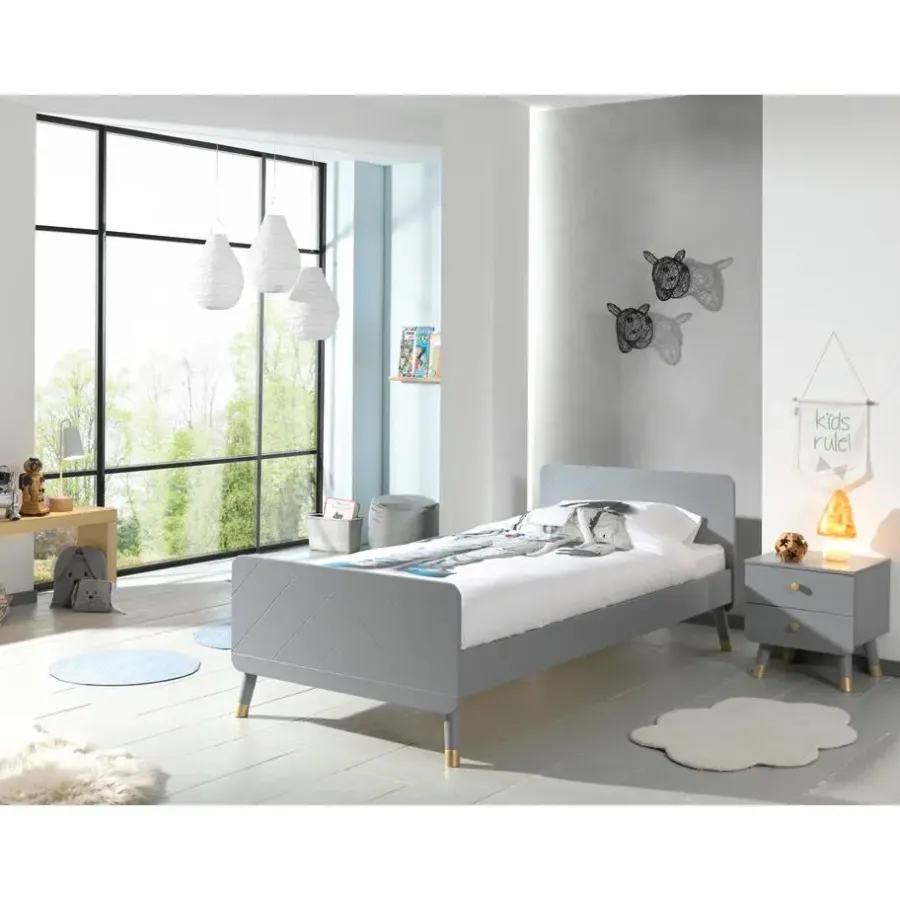 Kinderbedden-Vipack Bed Billy 90x200 - grijs
