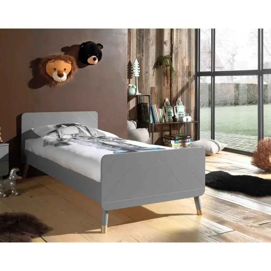 Kinderbedden-Vipack Bed Billy 90x200 - grijs