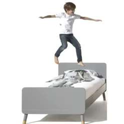Kinderbedden-Vipack Bed Billy 90x200 - grijs