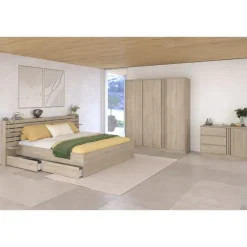 2-Persoons Bedden-Leen Bakker Bed Evi - eikenkleur - 180x200 cm