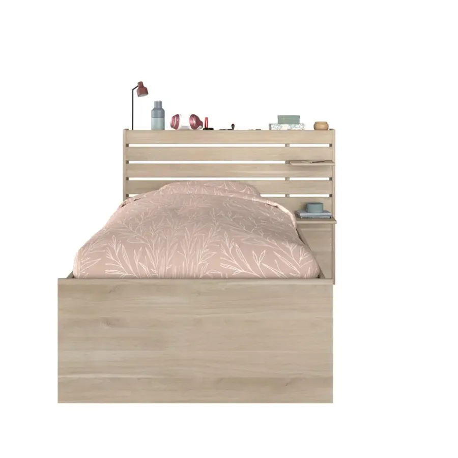 Leen Bakker Bed Evi - eikenkleur - 90x200 cm
