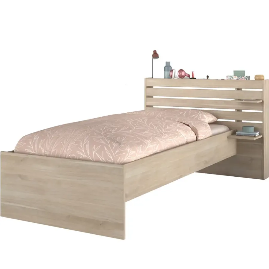 Leen Bakker Bed Evi - eikenkleur - 90x200 cm