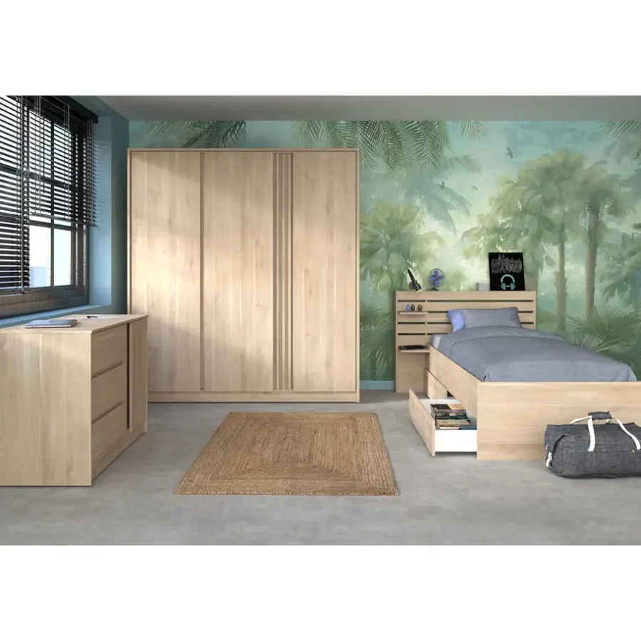 Leen Bakker Bed Evi - eikenkleur - 90x200 cm