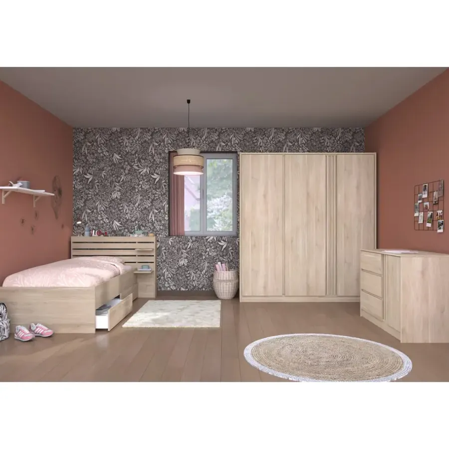 Leen Bakker Bed Evi - eikenkleur - 90x200 cm