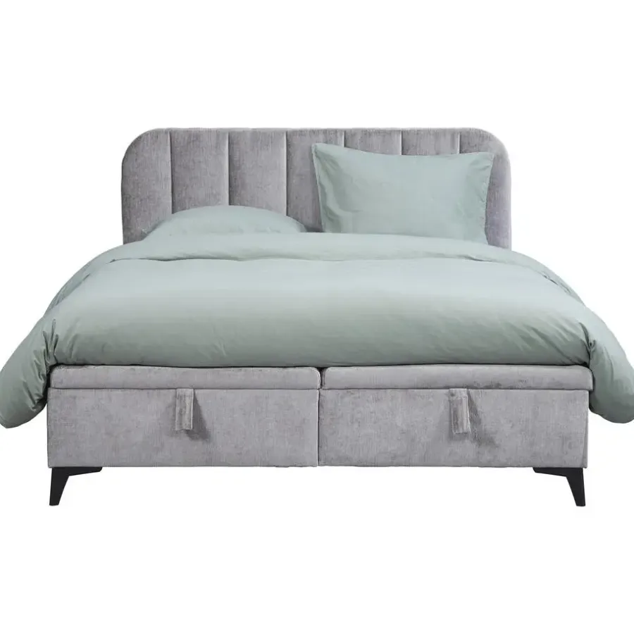 Leen Bakker Bed Lizz met opbergruimte - grijs - 160x200 cm