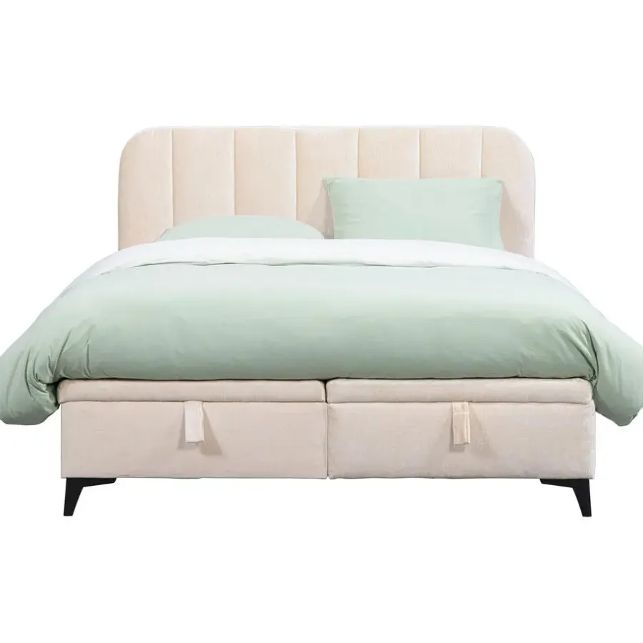 Leen Bakker Bed Lizz met opbergruimte - ecru - 140x200 cm