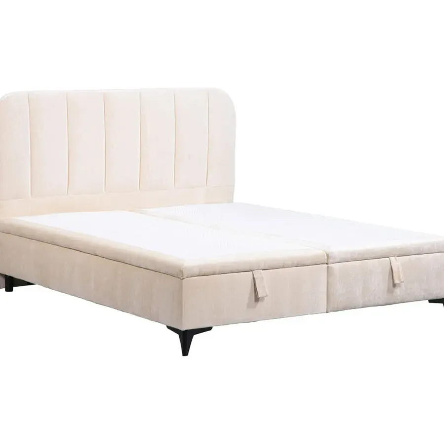 Leen Bakker Bed Lizz met opbergruimte - ecru - 140x200 cm