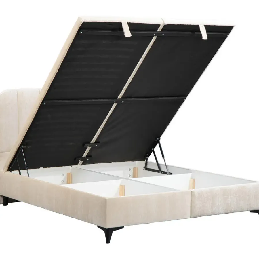 Leen Bakker Bed Lizz met opbergruimte - ecru - 180x200 cm