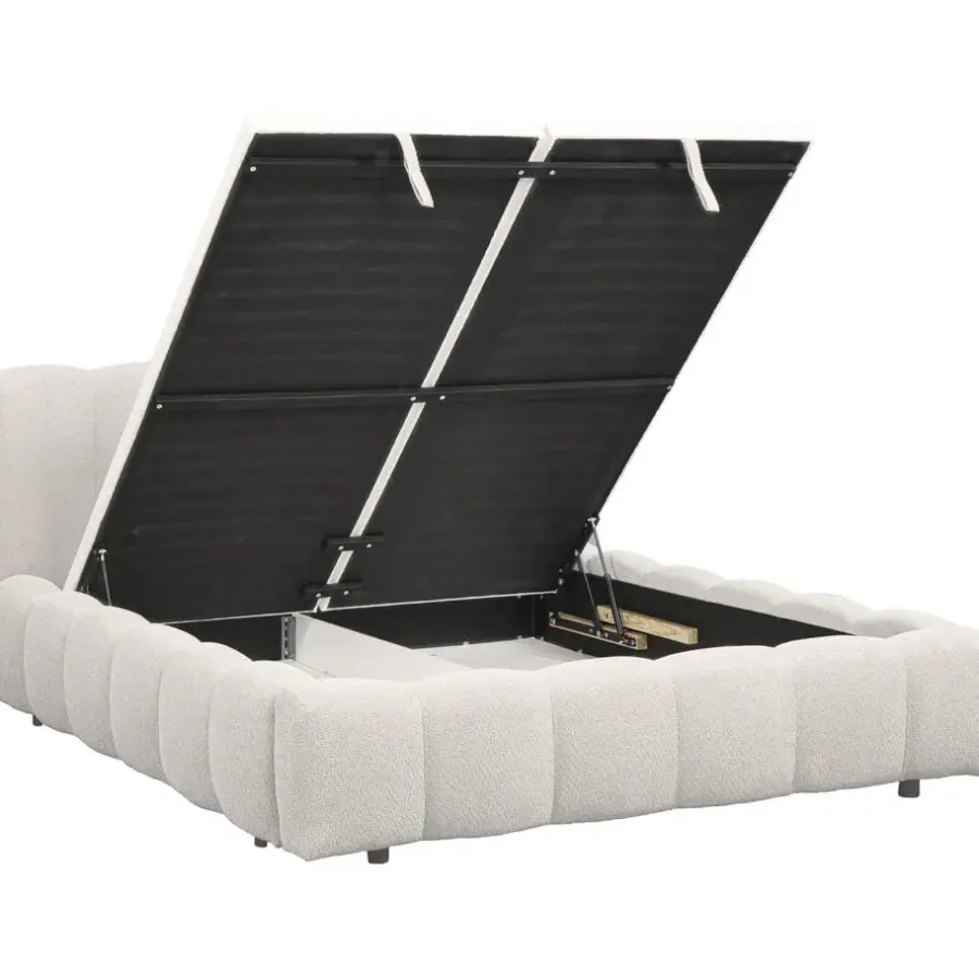 2-Persoons Bedden-Leen Bakker Bed Maudy met opbergruimte - ecru - 180x200 cm