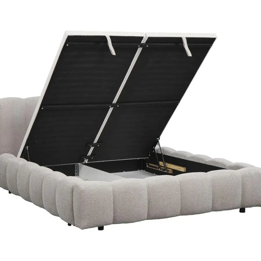 2-Persoons Bedden-Leen Bakker Bed Maudy met opbergruimte - lichtgrijs - 180x200 cm