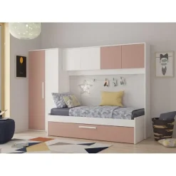 Trasman Bed met bedbrug en bedlade Lev-roze/wit