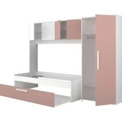 Trasman Bed met bedbrug en bedlade Lev-roze/wit