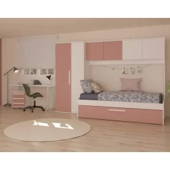 Trasman Bed met bedbrug en bedlade Lev-roze/wit