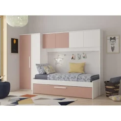 Trasman Bed met bedbrug en bedlade Lev-roze/wit