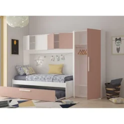 Trasman Bed met bedbrug en bedlade Lev-roze/wit