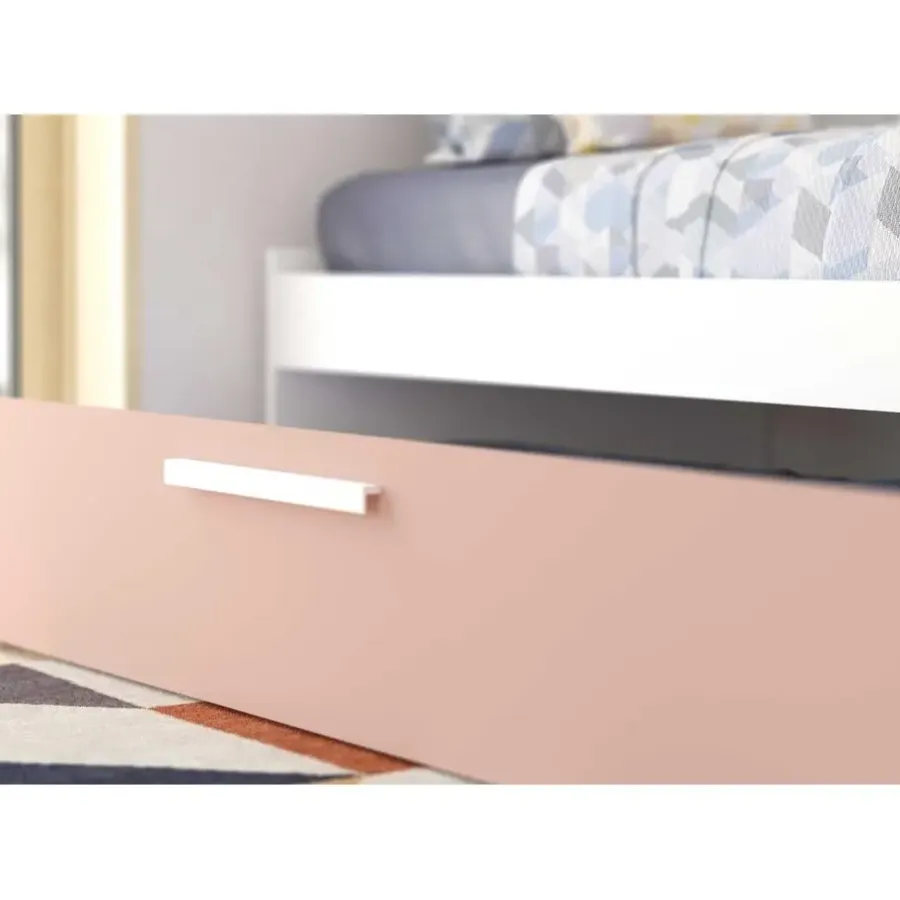 Trasman Bed met bedbrug en bedlade Lev-roze/wit