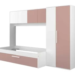 Trasman Bed met bedbrug en bedlade Lev-roze/wit