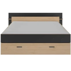 2-Persoons Bedden-Gami Bed met opbergruimte Eveline 160x200 - zwart/kastanjehout