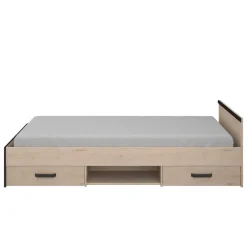 Leen Bakker Bed Natan incl. lades - eiken/zwart - 90x200 cm