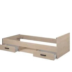 Leen Bakker Bed Natan incl. lades - eiken/zwart - 90x200 cm