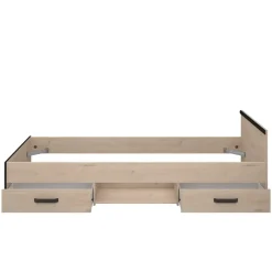 Leen Bakker Bed Natan incl. lades - eiken/zwart - 90x200 cm