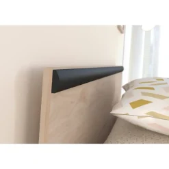 Leen Bakker Bed Natan incl. lades - eiken/zwart - 90x200 cm