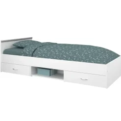 Leen Bakker Bed Natan incl. lades - wit - 90x200 cm