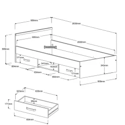 Leen Bakker Bed Natan incl. lades - wit - 90x200 cm