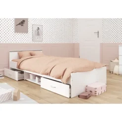 Leen Bakker Bed Natan incl. lades - wit - 90x200 cm