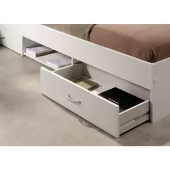 Leen Bakker Bed Natan incl. lades - wit - 90x200 cm