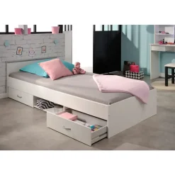 Leen Bakker Bed Natan incl. lades - wit - 90x200 cm