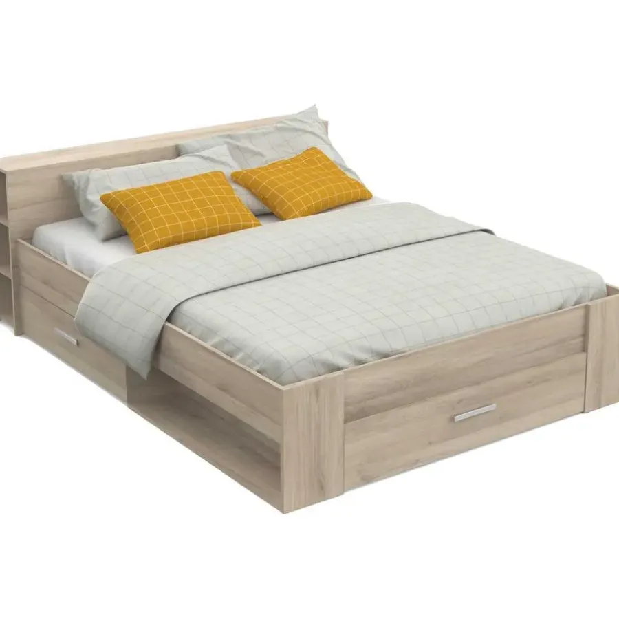2-Persoons Bedden-CBA Bed Polly 160 x 200 cm-Kronberg eik