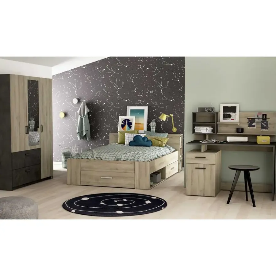 2-Persoons Bedden-CBA Bed Polly 160 x 200 cm-Kronberg eik