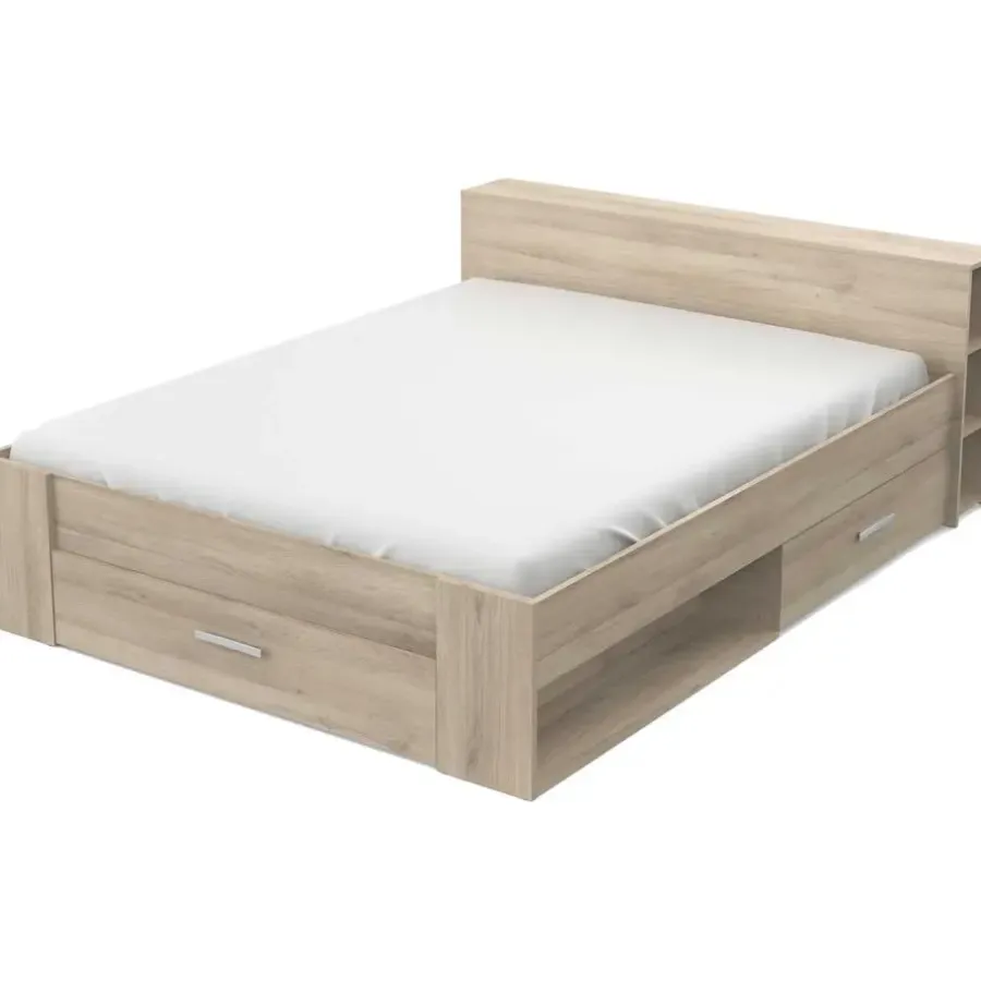 2-Persoons Bedden-CBA Bed Polly 160 x 200 cm-Kronberg eik