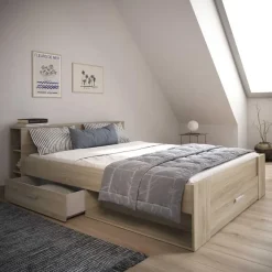 2-Persoons Bedden-CBA Bed Polly 160 x 200 cm-Kronberg eik