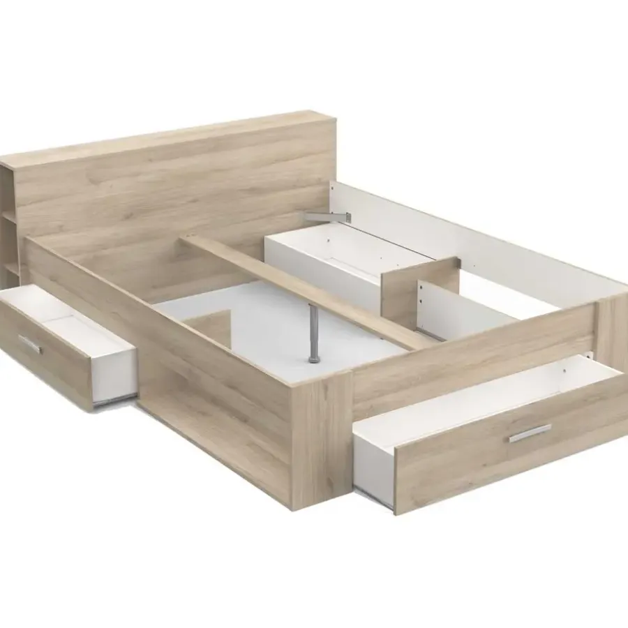 2-Persoons Bedden-CBA Bed Polly 160 x 200 cm-Kronberg eik