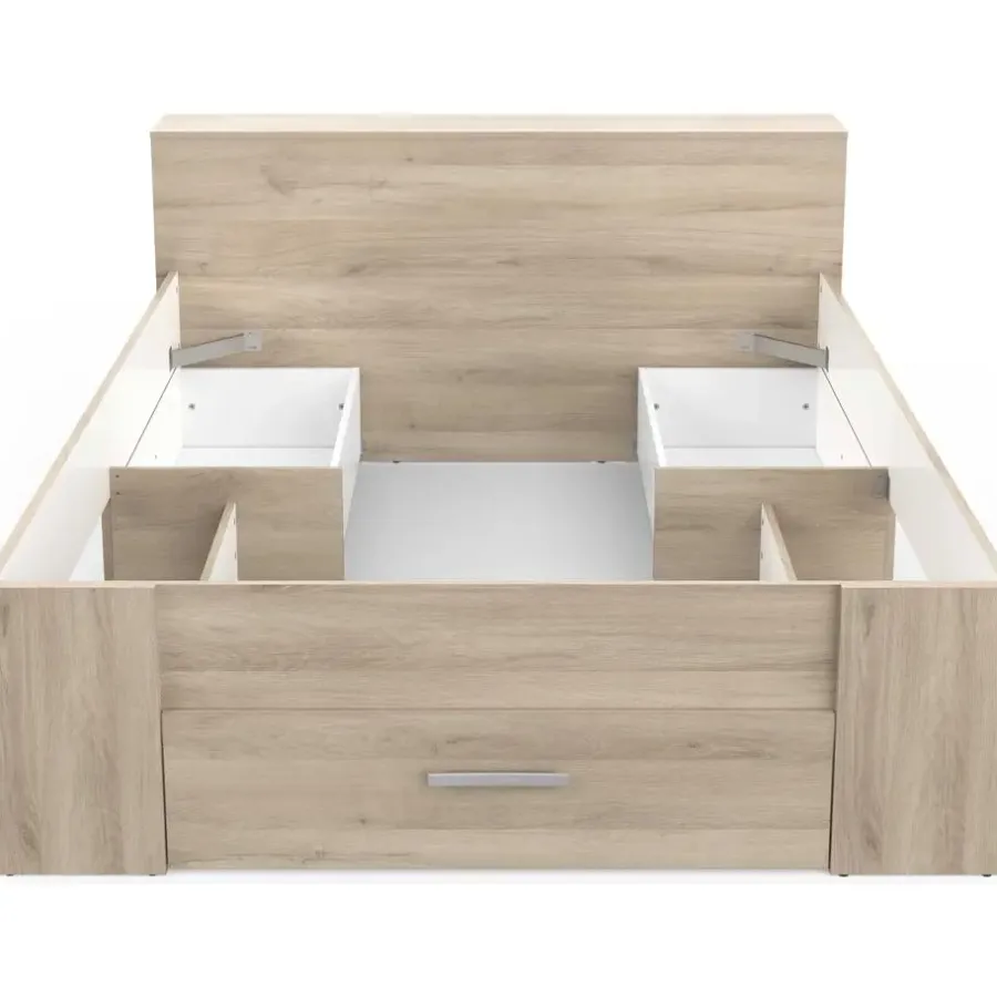 2-Persoons Bedden-CBA Bed Polly 140 x 200 cm-Kronberg eik