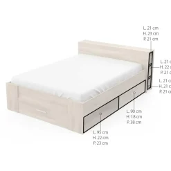 2-Persoons Bedden-CBA Bed Polly 140 x 200 cm-Kronberg eik