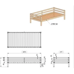 1-Persoons Bedden-Leen Bakker Bed Ties - whitewash - 90x200 cm