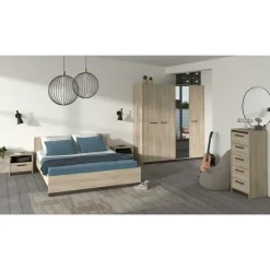 CBA Bed Waylon 160 x 200 cm-Kronberg eik/Waterford eik