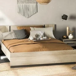CBA Bed Waylon 160 x 200 cm-Kronberg eik/Waterford eik