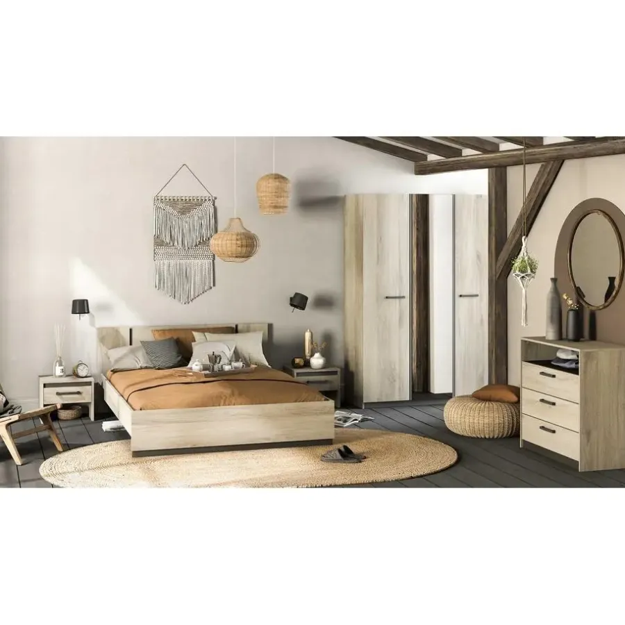 CBA Bed Waylon 160 x 200 cm-Kronberg eik/Waterford eik