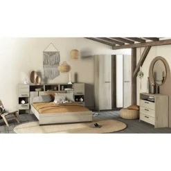 CBA Bed Waylon 160 x 200 cm-Kronberg eik/Waterford eik