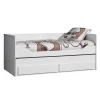 Kinderbedden-Vipack Bedbank Robin 90x200cm met onderschuifbed - wit