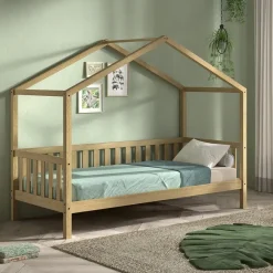 Kinderbedden-Vipack Bedhuisje Dallas - 90x200 - massief eikenhout
