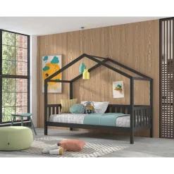 1-Persoons Bedden-Vipack Bedhuisje Dallas 90x200 - antraciet