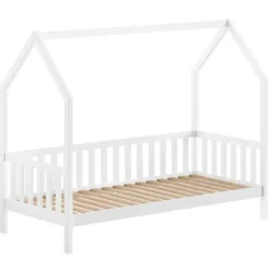 Vipack Bedhuisje Home - 90x200 cm - met hekje - wit dennenhout