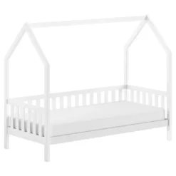 Vipack Bedhuisje Home - 90x200 cm - met hekje - wit dennenhout