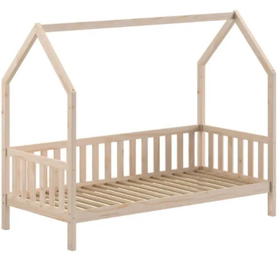 Vipack Bedhuisje Home - 90x200 cm - met hekje - wit dennenhout